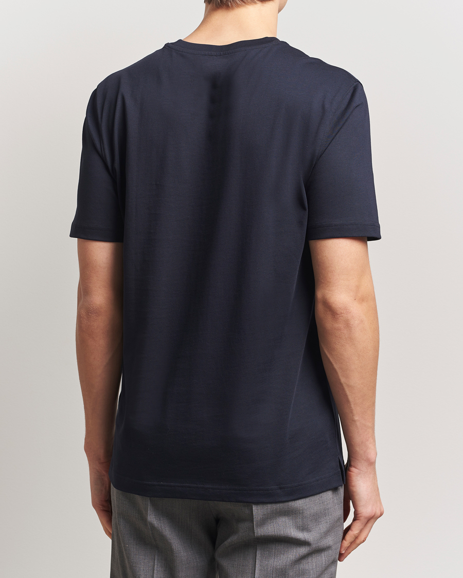Herren | T-Shirts | Eton | Mercerized Jersey Crew Neck T-Shirt Navy Blue