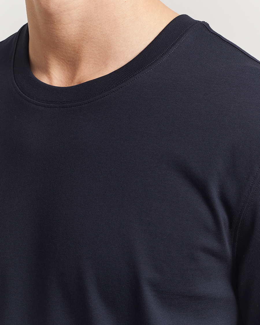 Herren | T-Shirts | Eton | Mercerized Jersey Crew Neck T-Shirt Navy Blue
