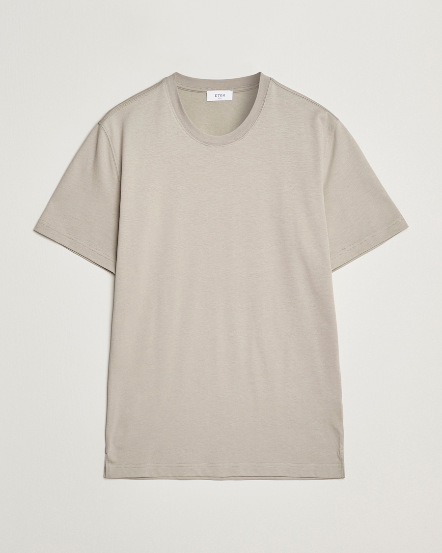 Herren | T-Shirts | Eton | Mercerized Jersey Crew Neck T-Shirt Beige