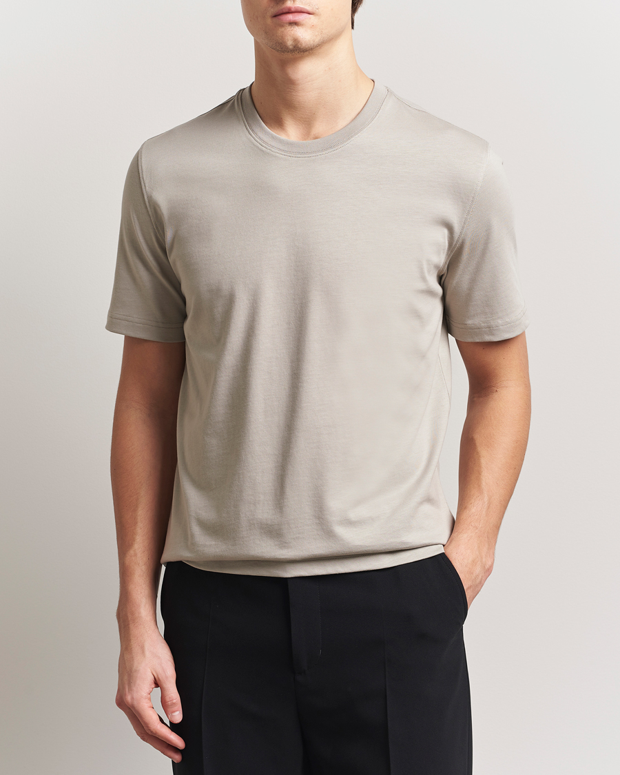 Herren | T-Shirts | Eton | Mercerized Jersey Crew Neck T-Shirt Beige