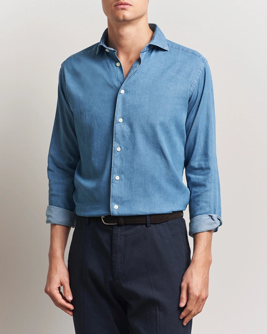 Herren | Hemden | Eton | Slim Fit Denim Shirt Mid Blue