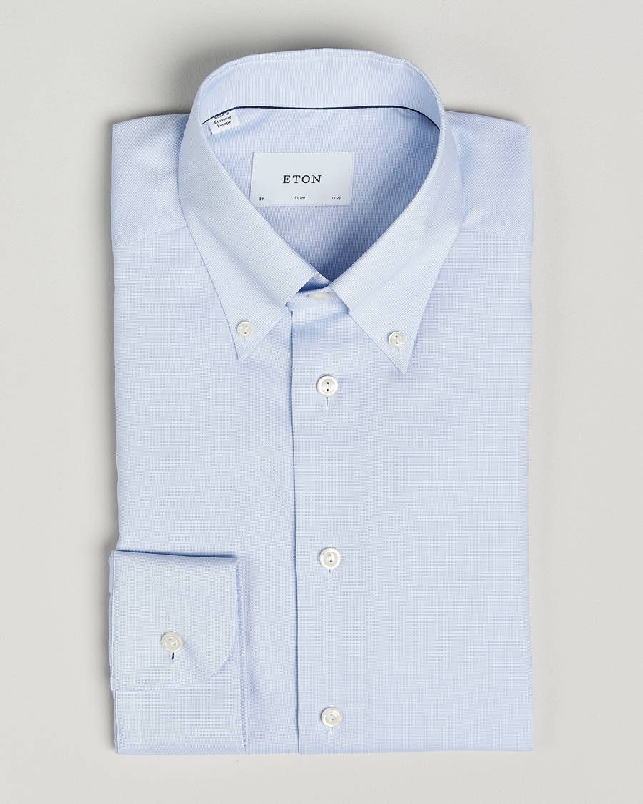 Herren | Hemden | Eton | Slim Fit Wrinkle Free Oxford Shirt Light Blue