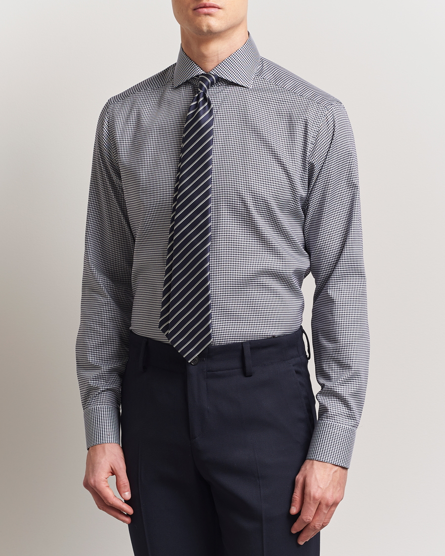 Herren | Hemden | Eton | Slim Fit Checked Signature Shirt Dark Blue/White