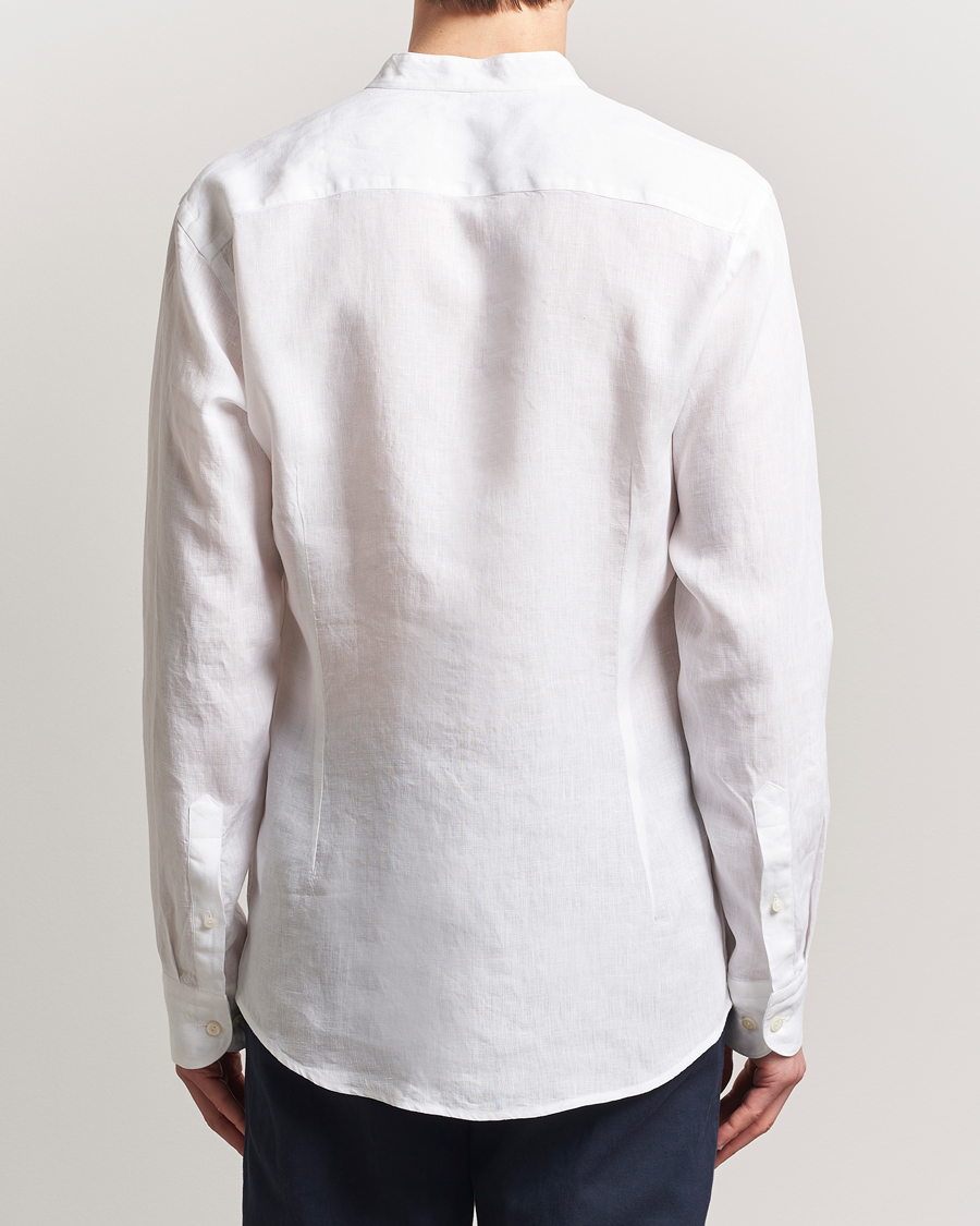 Herren | Hemden | Eton | Slim Fit Linen Band Collar Shirt White