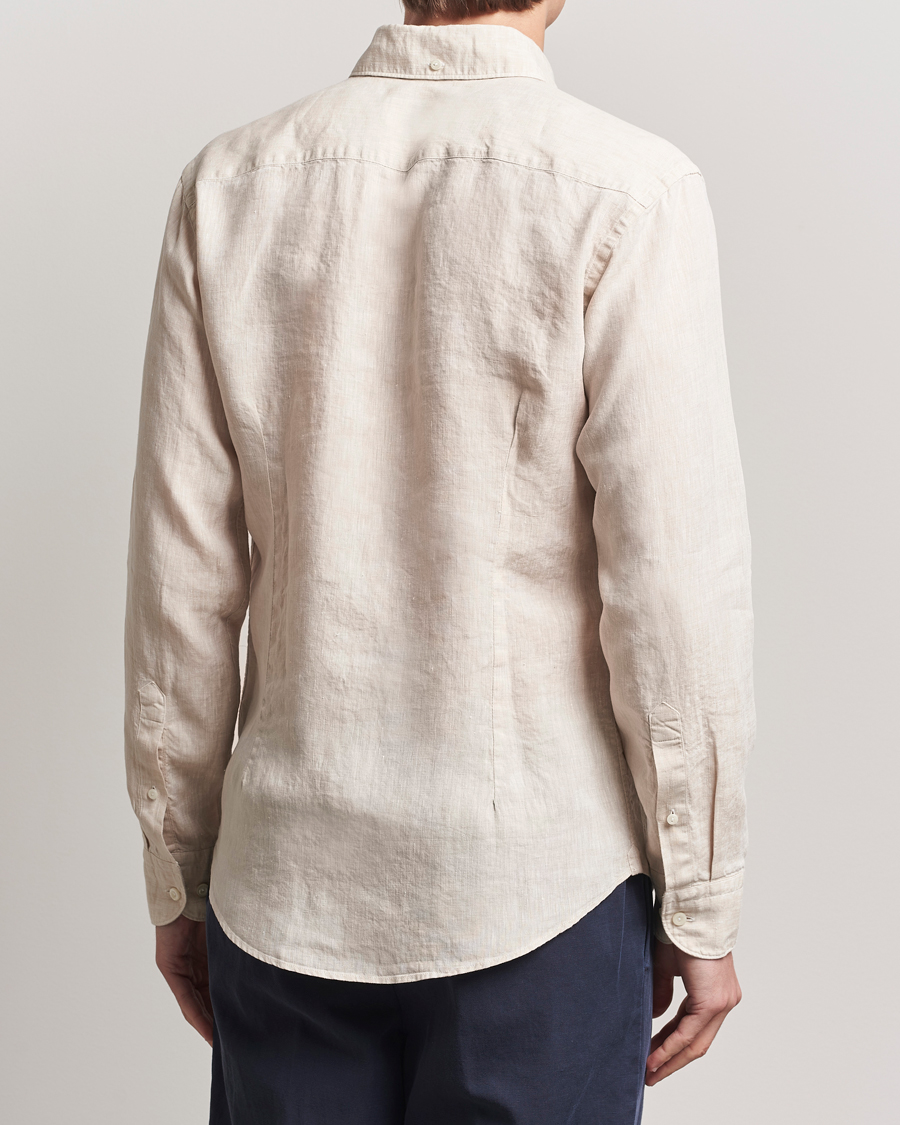 Herren | Hemden | Eton | Slim Fit Linen Button Down Shirt Beige