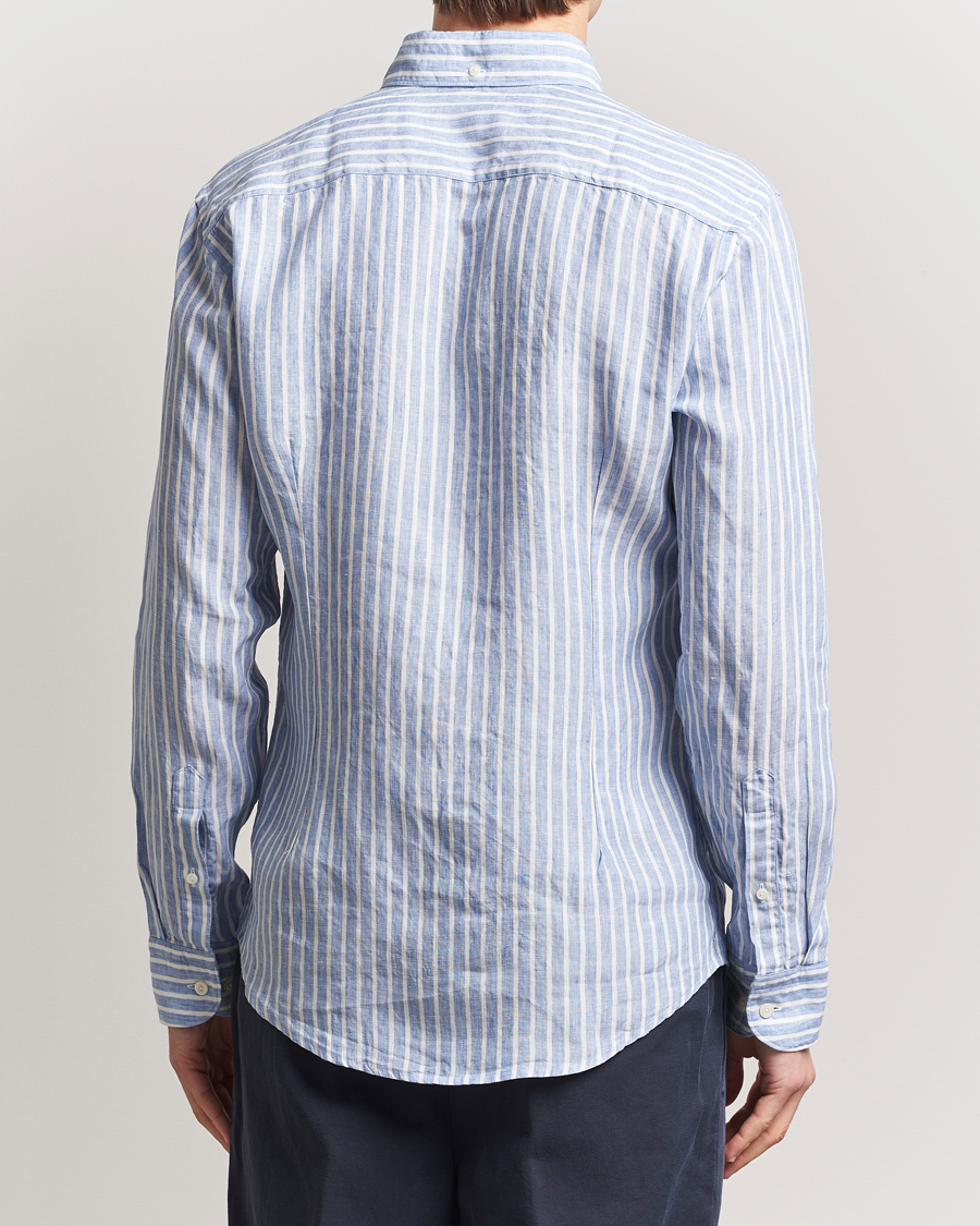 Herren | Hemden | Eton | Slim Fit Striped Linen Shirt Blue/White