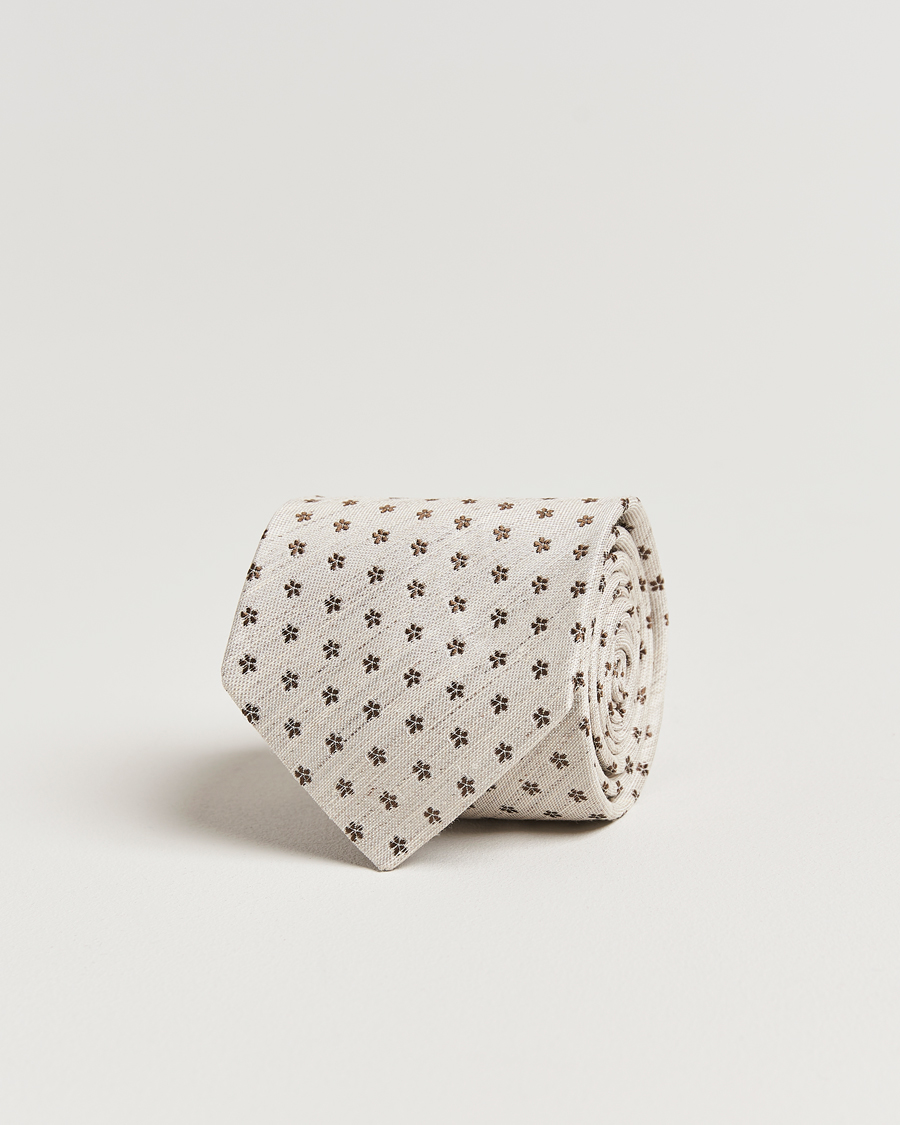 Herren | Krawatten | Eton | Silk/Linen Floral Tie Beige