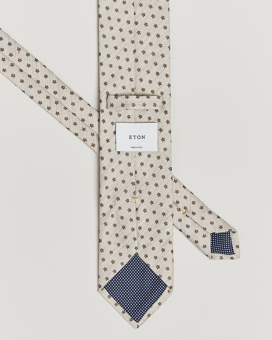 Herren | Krawatten | Eton | Silk/Linen Floral Tie Beige