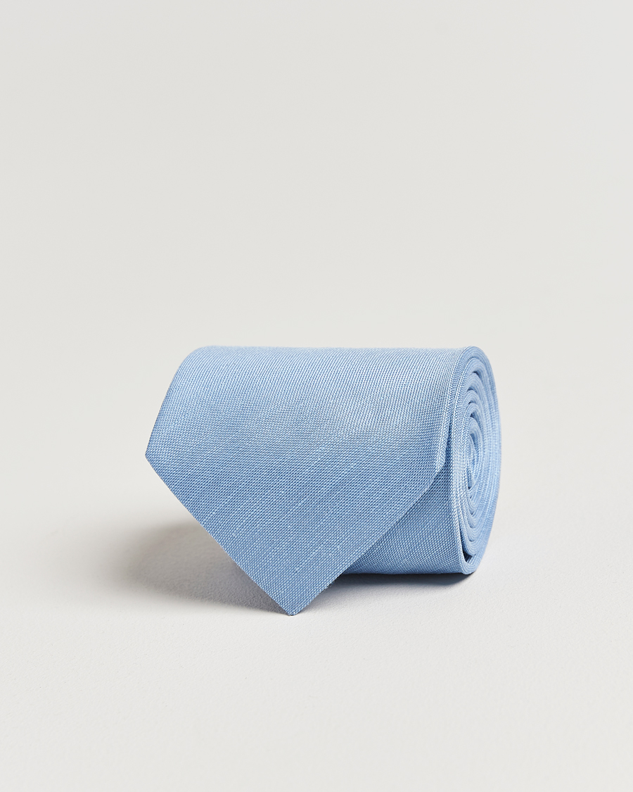 Herren | Krawatten | Eton | Silk/Linen Tie Light Blue