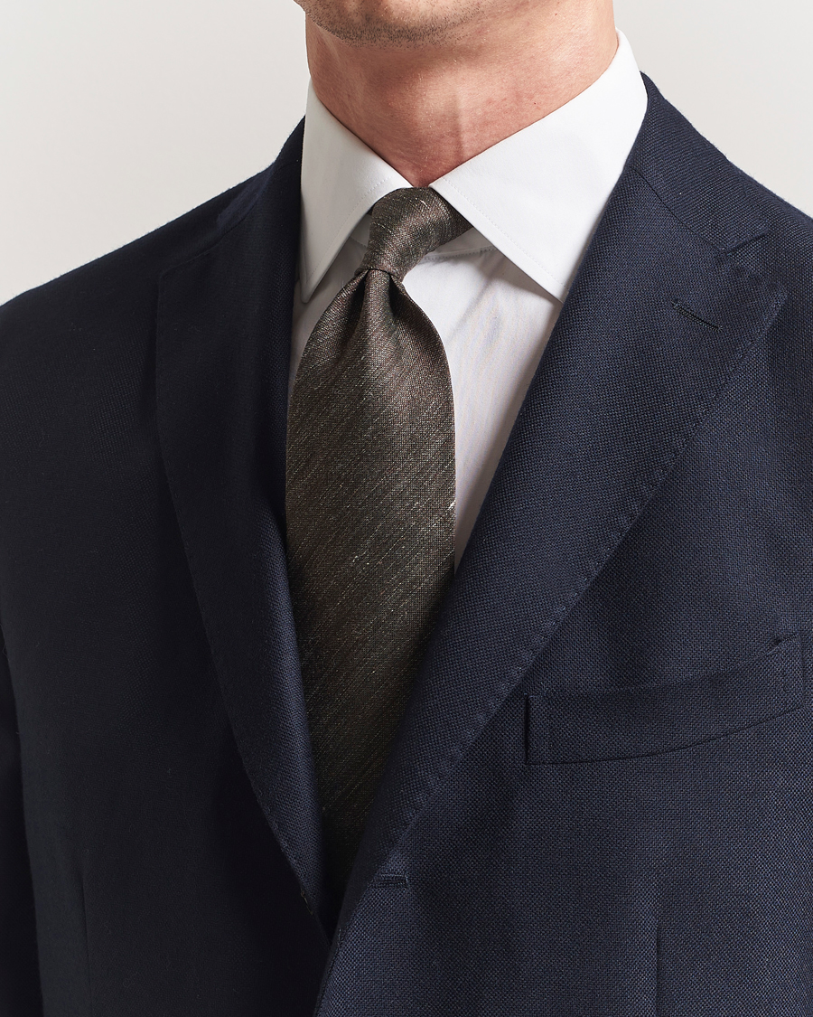 Herren | Krawatten | Eton | Silk/Linen Tie Brown