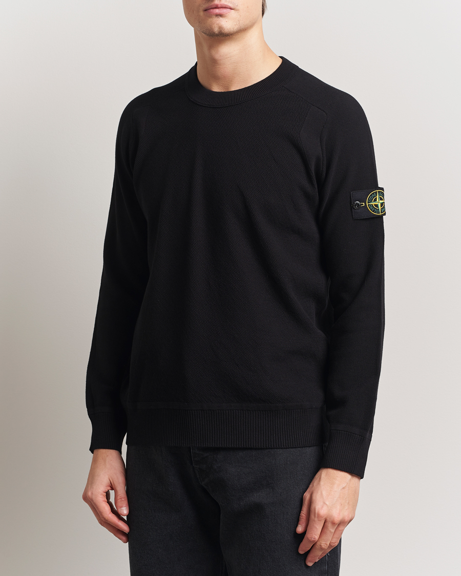 Herren | Pullover | Stone Island | Micro Stitch Organic Cotton Crew Black