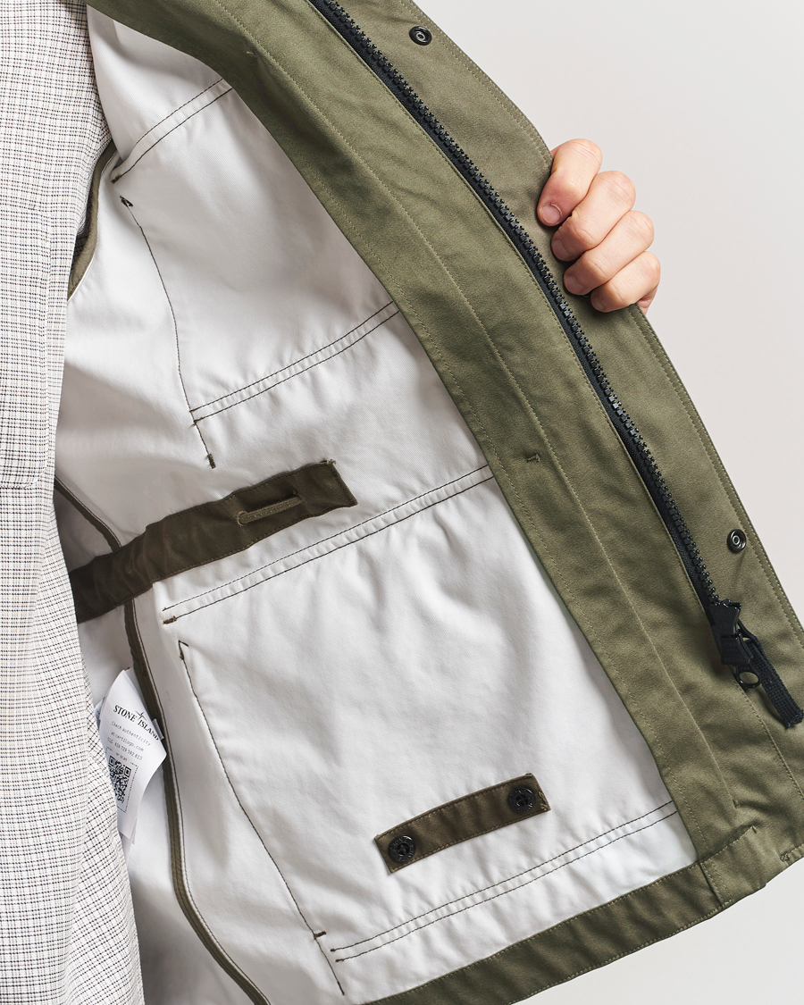 Herren | Jacken | Stone Island | Raso Gommato 3L Cotton Hooded Field Jacket Military Green