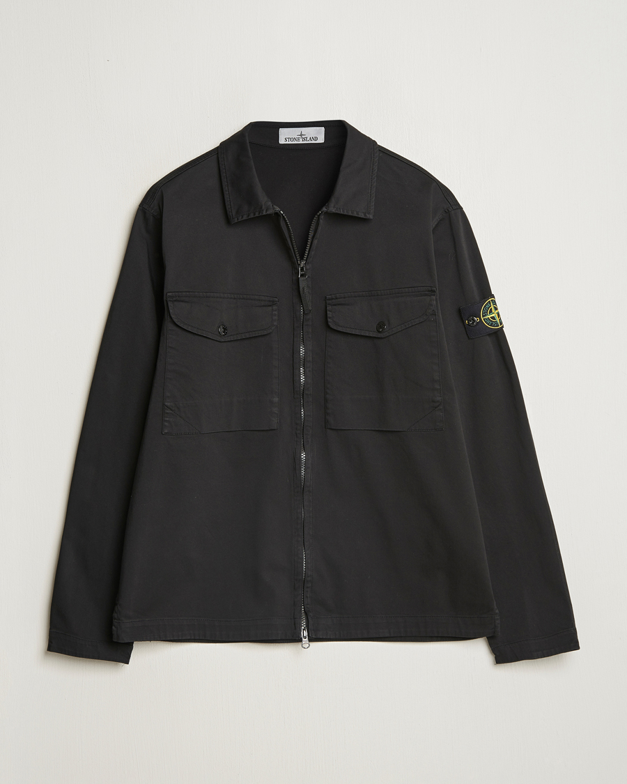 Herren | Hemden | Stone Island | Cotton Stretch Zip Overshirt Black