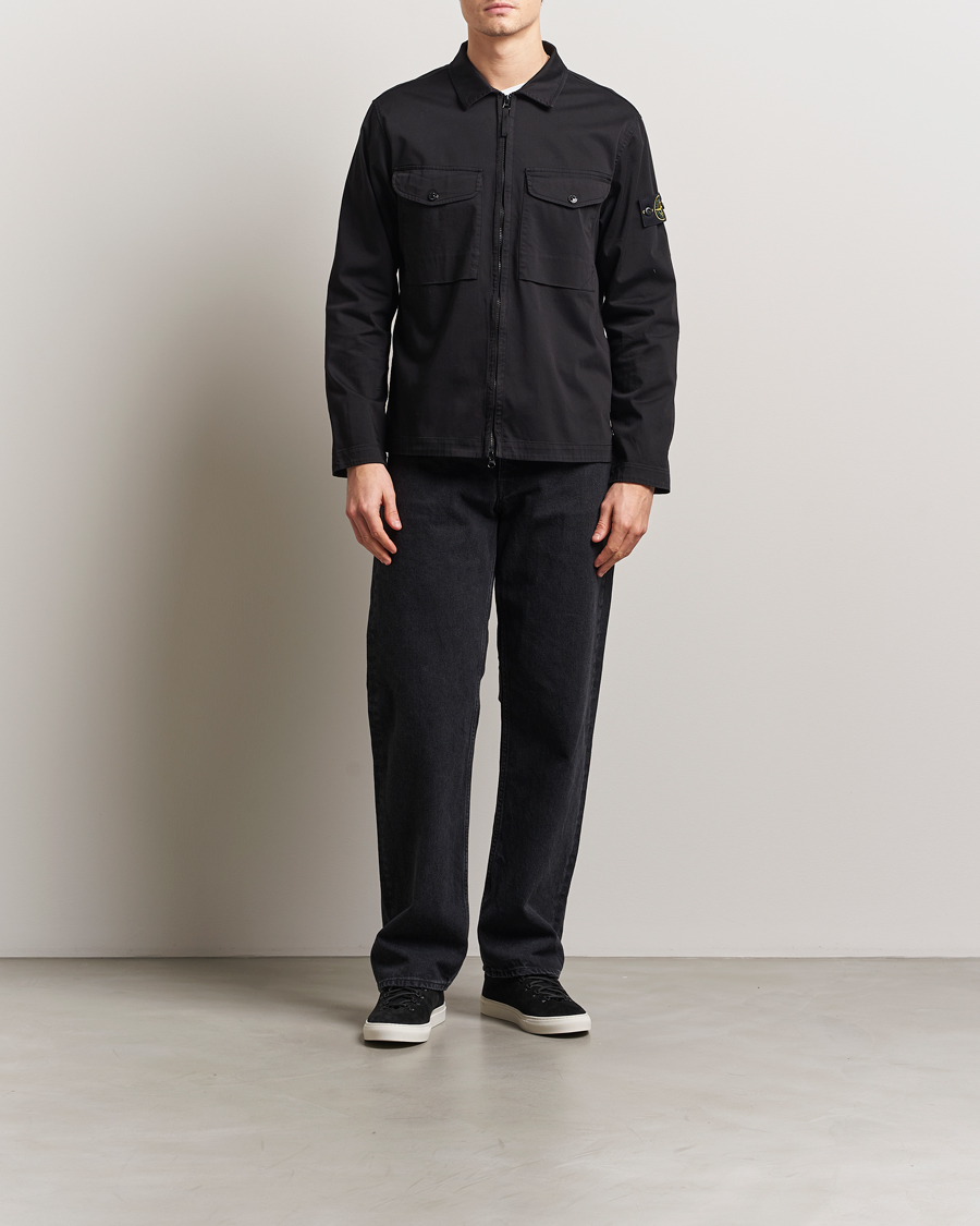 Herren | Hemden | Stone Island | Cotton Stretch Zip Overshirt Black