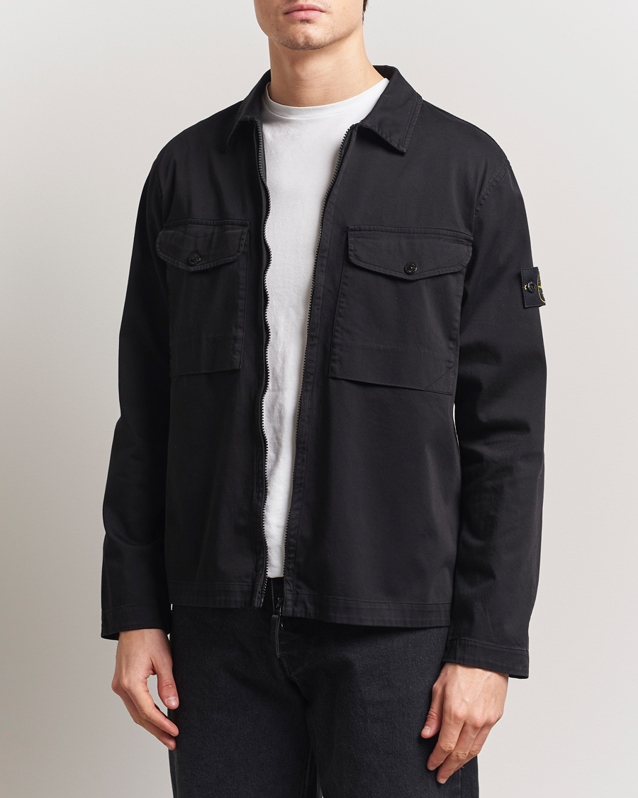 Herren | Hemden | Stone Island | Cotton Stretch Zip Overshirt Black