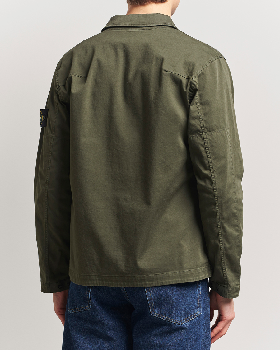 Herren | Hemden | Stone Island | Cotton Stretch Zip Overshirt Military Green