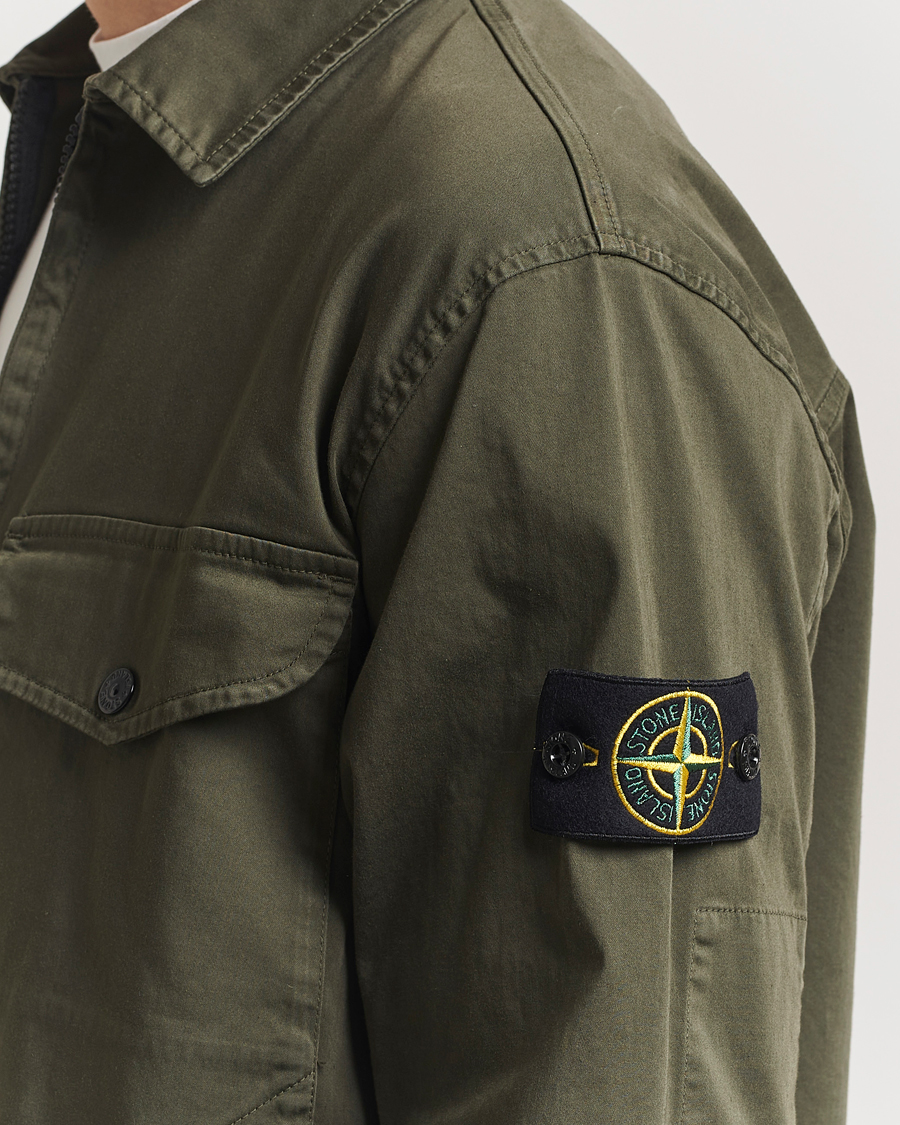 Herren | Hemden | Stone Island | Cotton Stretch Zip Overshirt Military Green