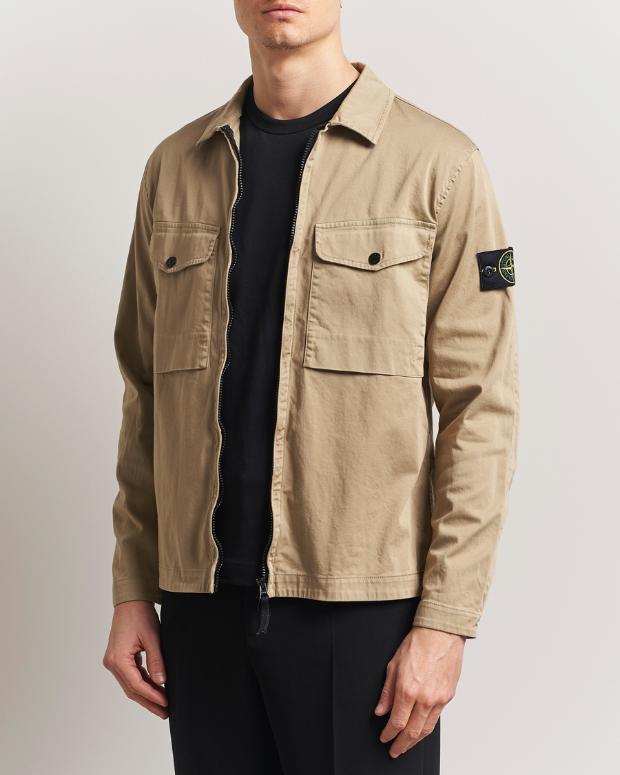 Herren | Hemden | Stone Island | Cotton Stretch Zip Overshirt Biscuit
