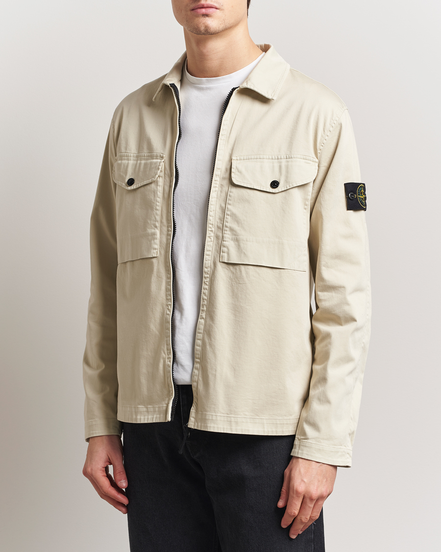 Herren | Hemden | Stone Island | Cotton Stretch Zip Overshirt Sand