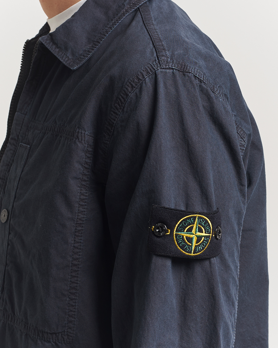 Herren | Hemden | Stone Island | Old Effect Garment Washed Zip Overshirt Navy Blue