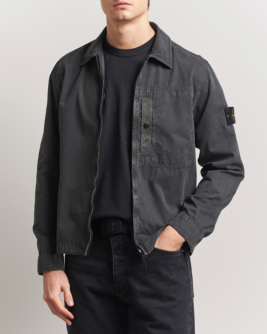 Herren | Hemden | Stone Island | Old Effect Garment Washed Zip Overshirt Charcoal