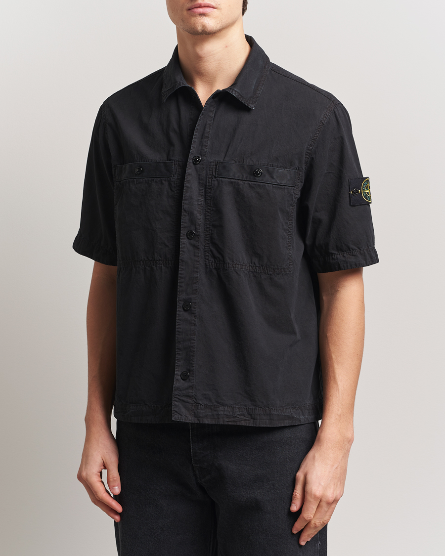 Herren | Hemden | Stone Island | Cotton Canvas Old Effect Short Sleeve Shirt Black