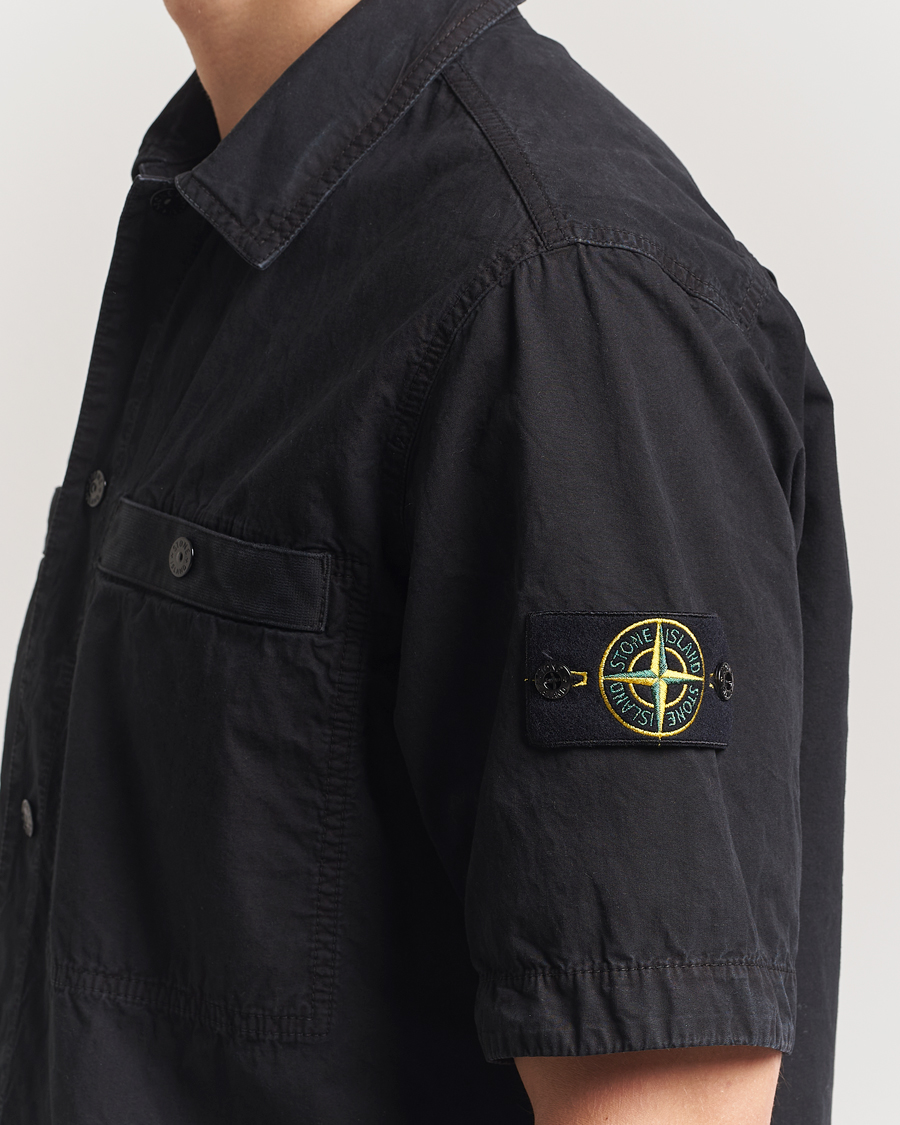 Herren | Hemden | Stone Island | Cotton Canvas Old Effect Short Sleeve Shirt Black