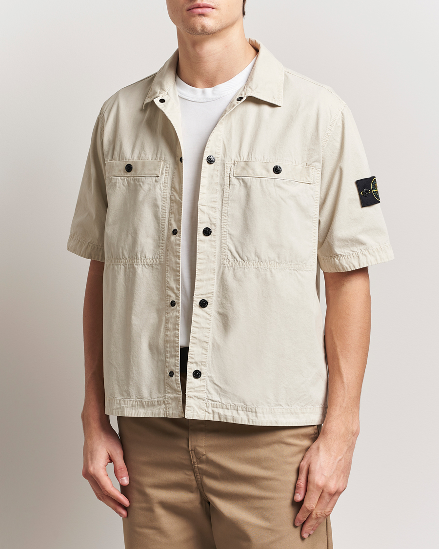 Herren | Hemden | Stone Island | Cotton Canvas Old Effect Short Sleeve Shirt Sand