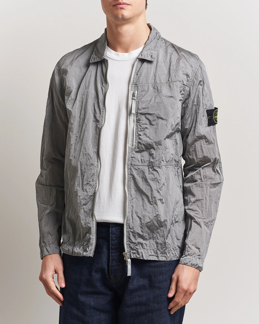 Herren | Hemden | Stone Island | Nylon Metal Zip Overshirt Pearl Grey