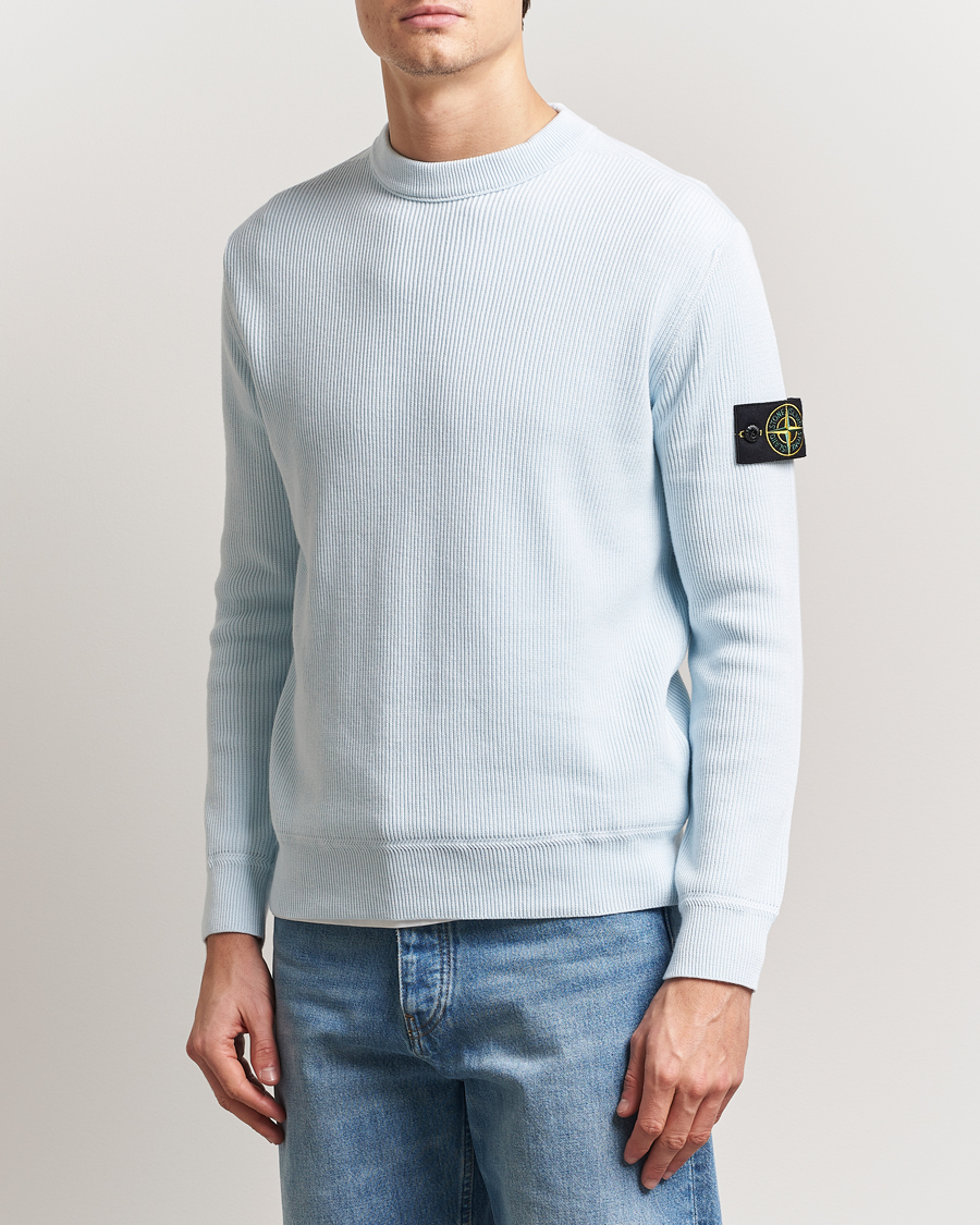 Herren | Pullover | Stone Island | Ribbed Soft Organic Cotton Crewneck Sky Blue