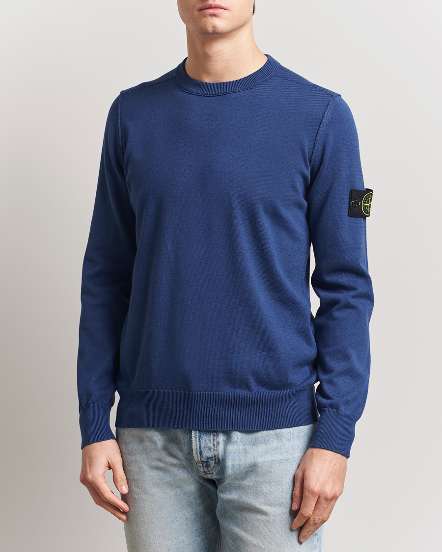 Herren | Pullover | Stone Island | Soft Organic Cotton Crew Neck Blue Marine