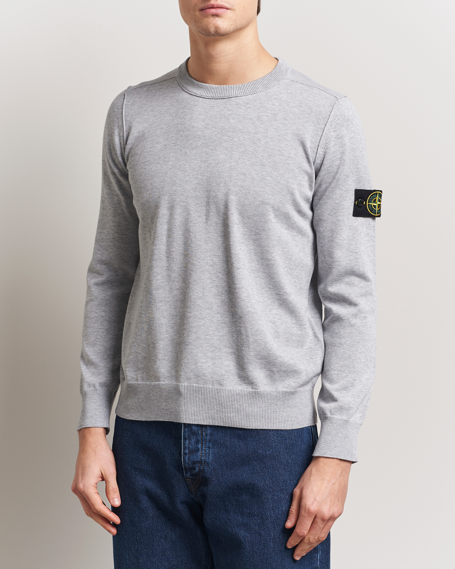 Herren | Pullover | Stone Island | Soft Organic Cotton Crew Neck Melange Pearl Grey