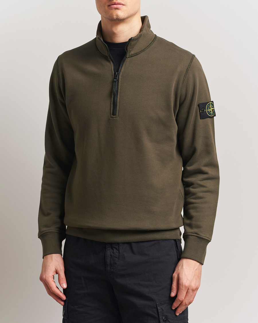 Herren | Pullover | Stone Island | Garment Dyed Fleece Half Zip Military Green