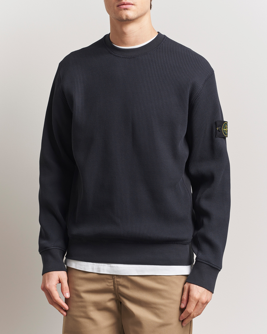 Herren | Pullover | Stone Island | Organic Cotton Waffle Fleece Sweatshirt Navy Blue