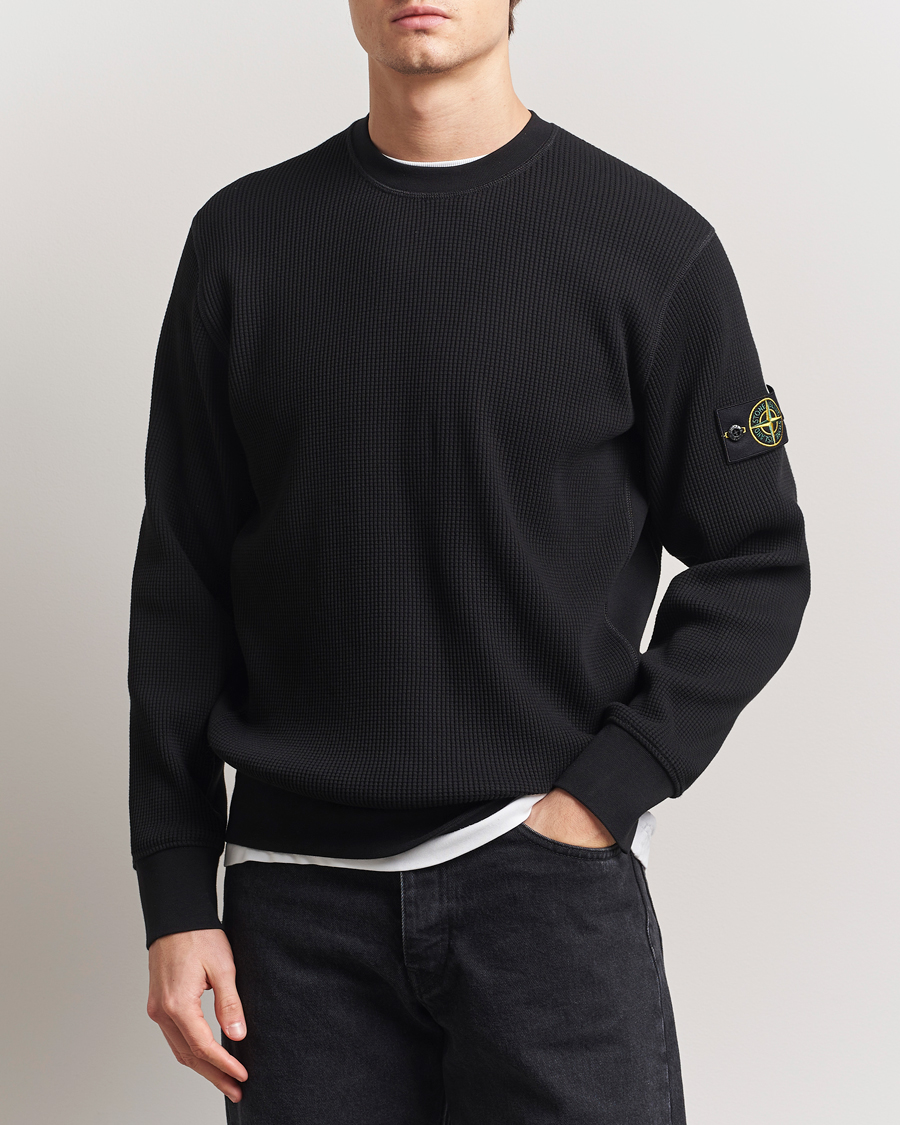Herren | Pullover | Stone Island | Organic Cotton Waffle Fleece Sweatshirt Black