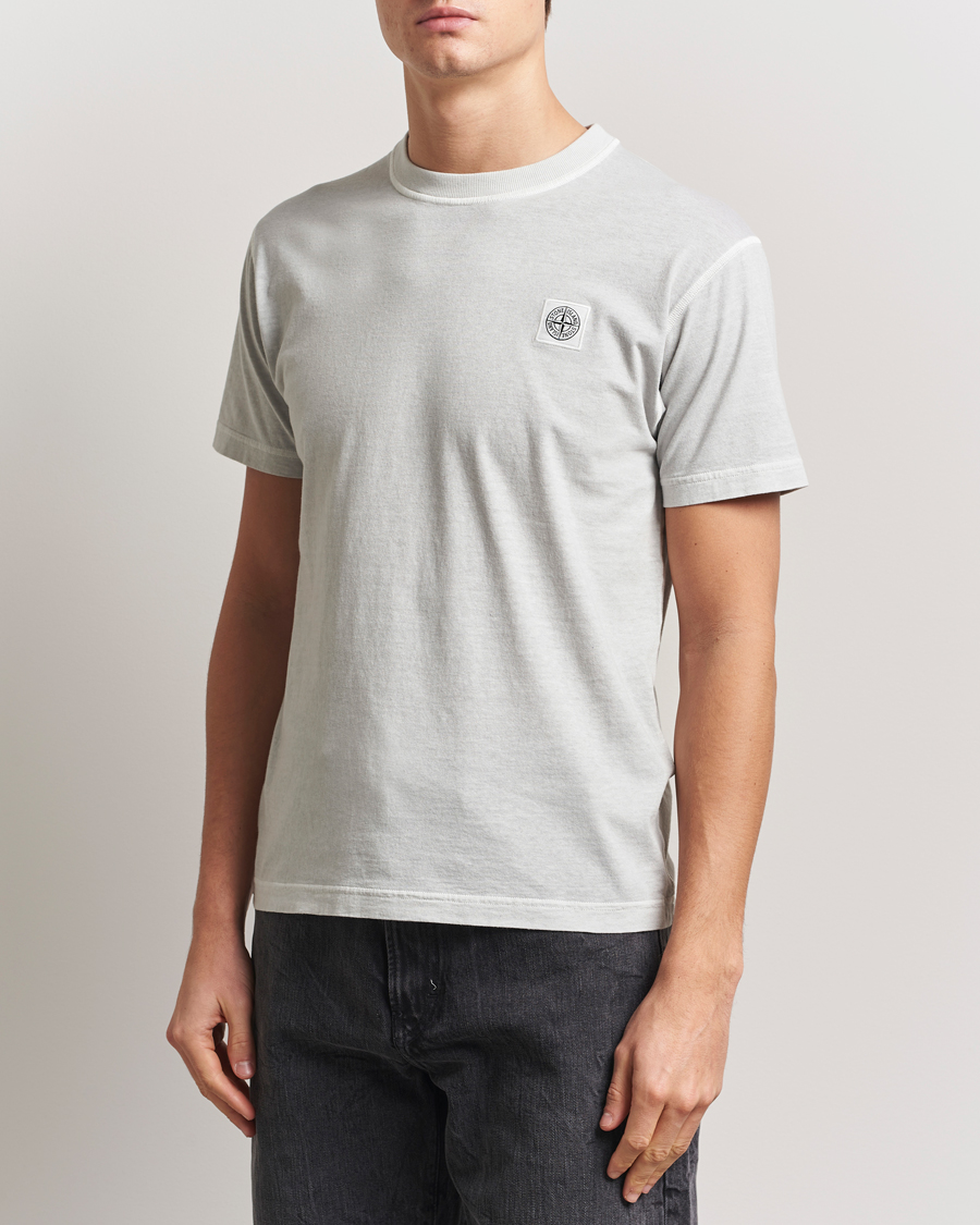 Herren | T-Shirts | Stone Island | Organic Cotton Fissato Effect T-Shirt Pearl Grey