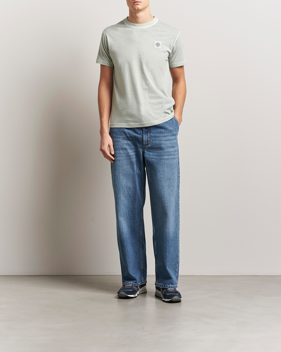 Herren | T-Shirts | Stone Island | Organic Cotton Fissato Effect T-Shirt Grey Green