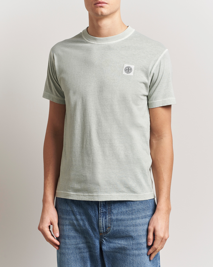 Herren | T-Shirts | Stone Island | Organic Cotton Fissato Effect T-Shirt Grey Green