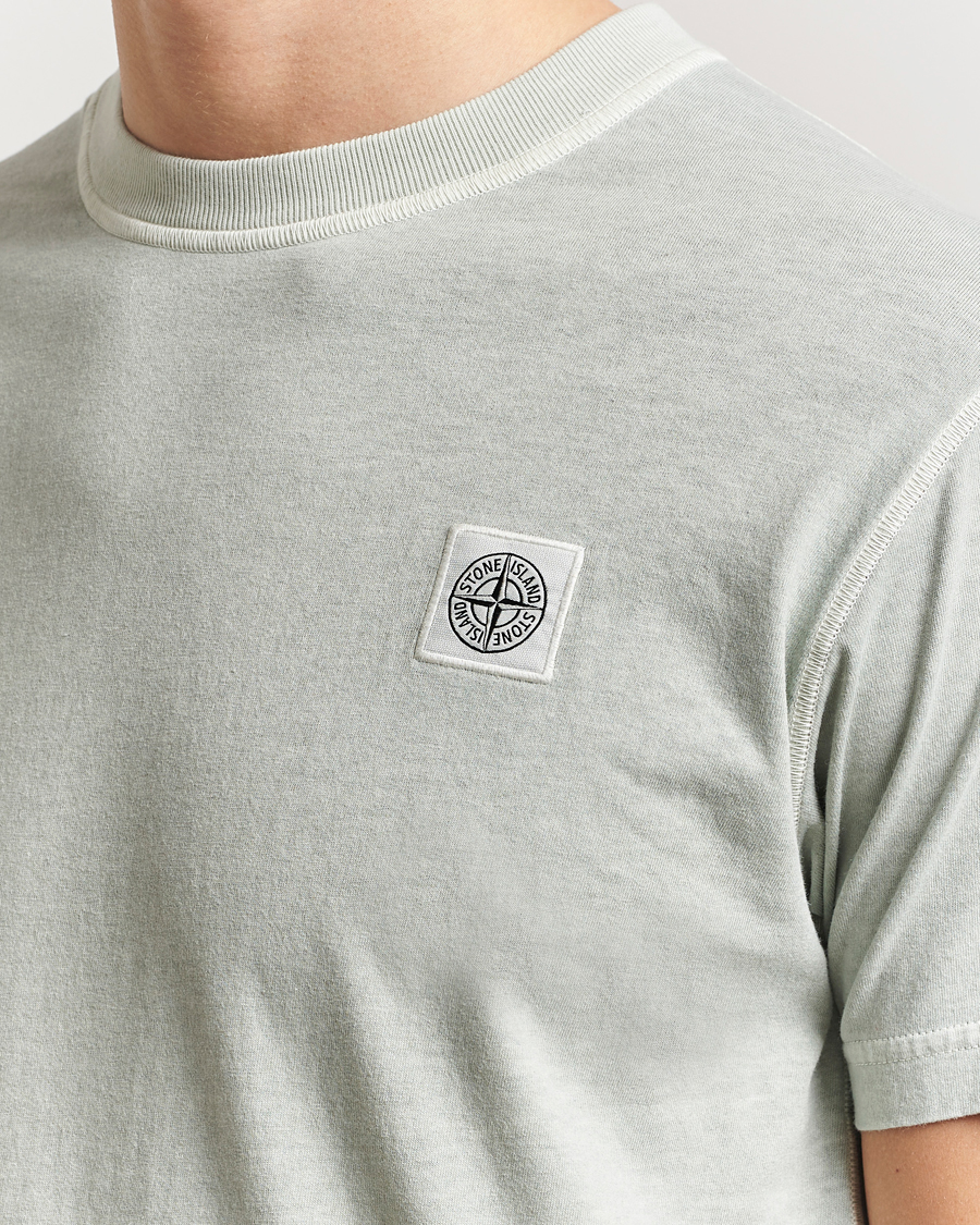 Herren | T-Shirts | Stone Island | Organic Cotton Fissato Effect T-Shirt Grey Green