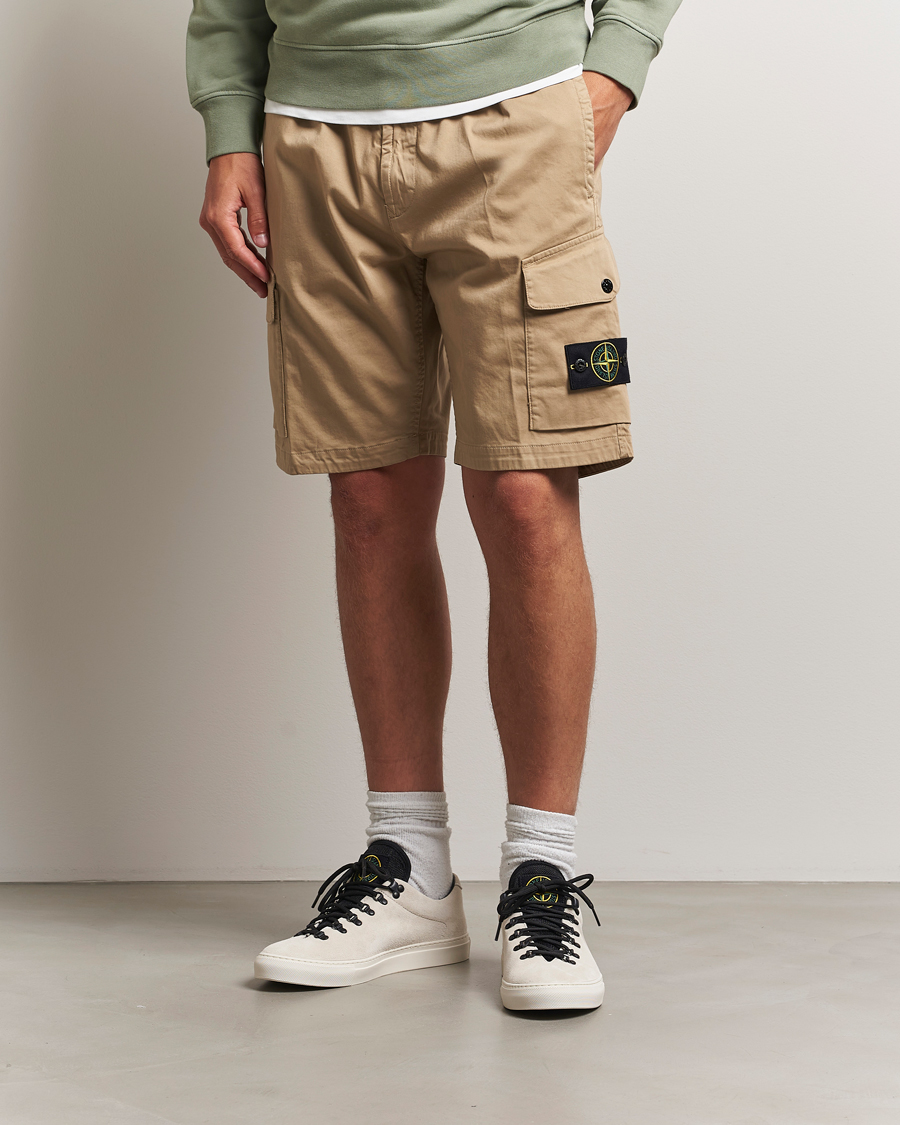 Herren | Shorts | Stone Island | Organic Cotton Stretch Satin Drawstring Shorts Biscuit