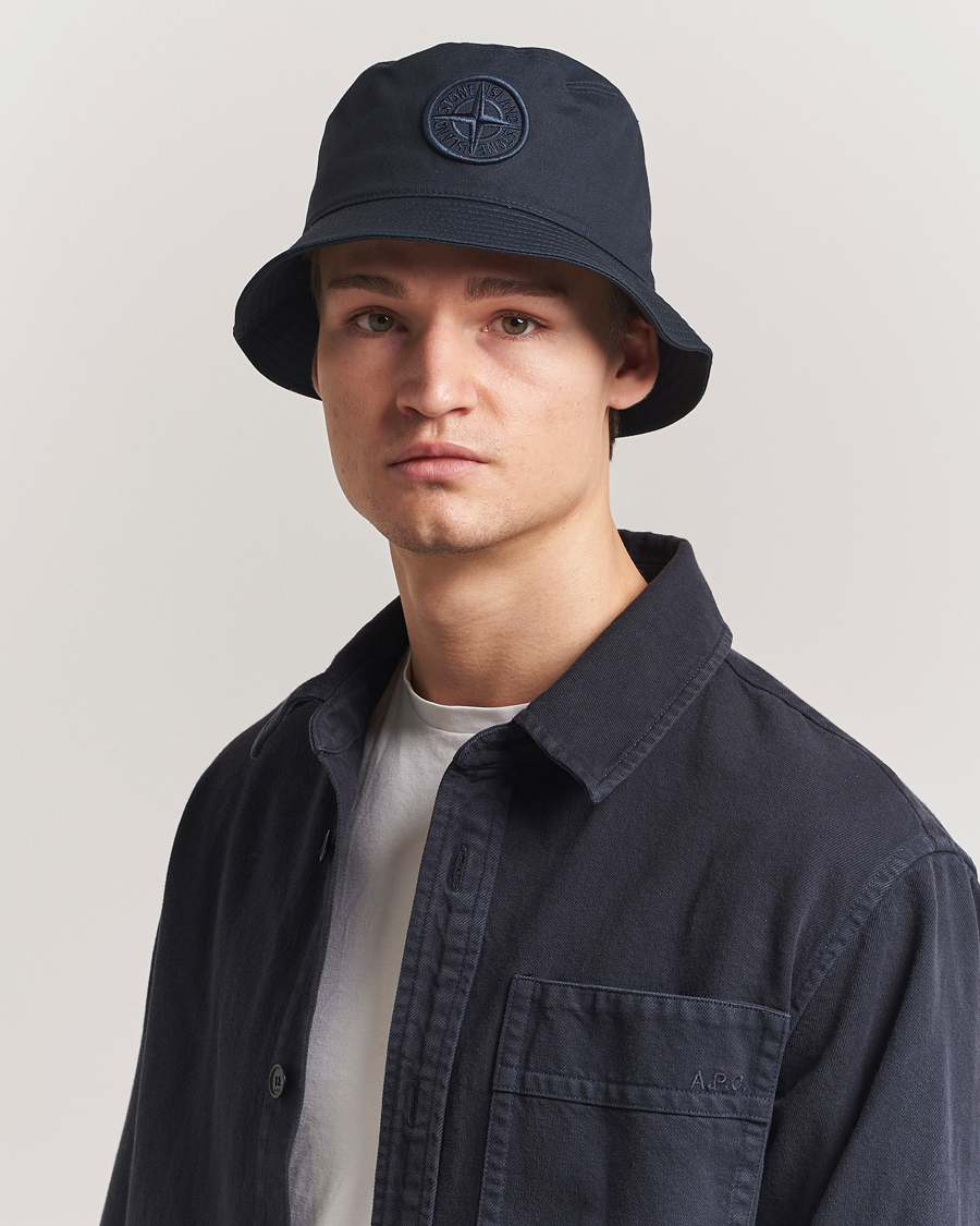 Herren | Stone Island Logo Bucket Hat Navy Blue | Stone Island | Logo Bucket Hat Navy Blue
