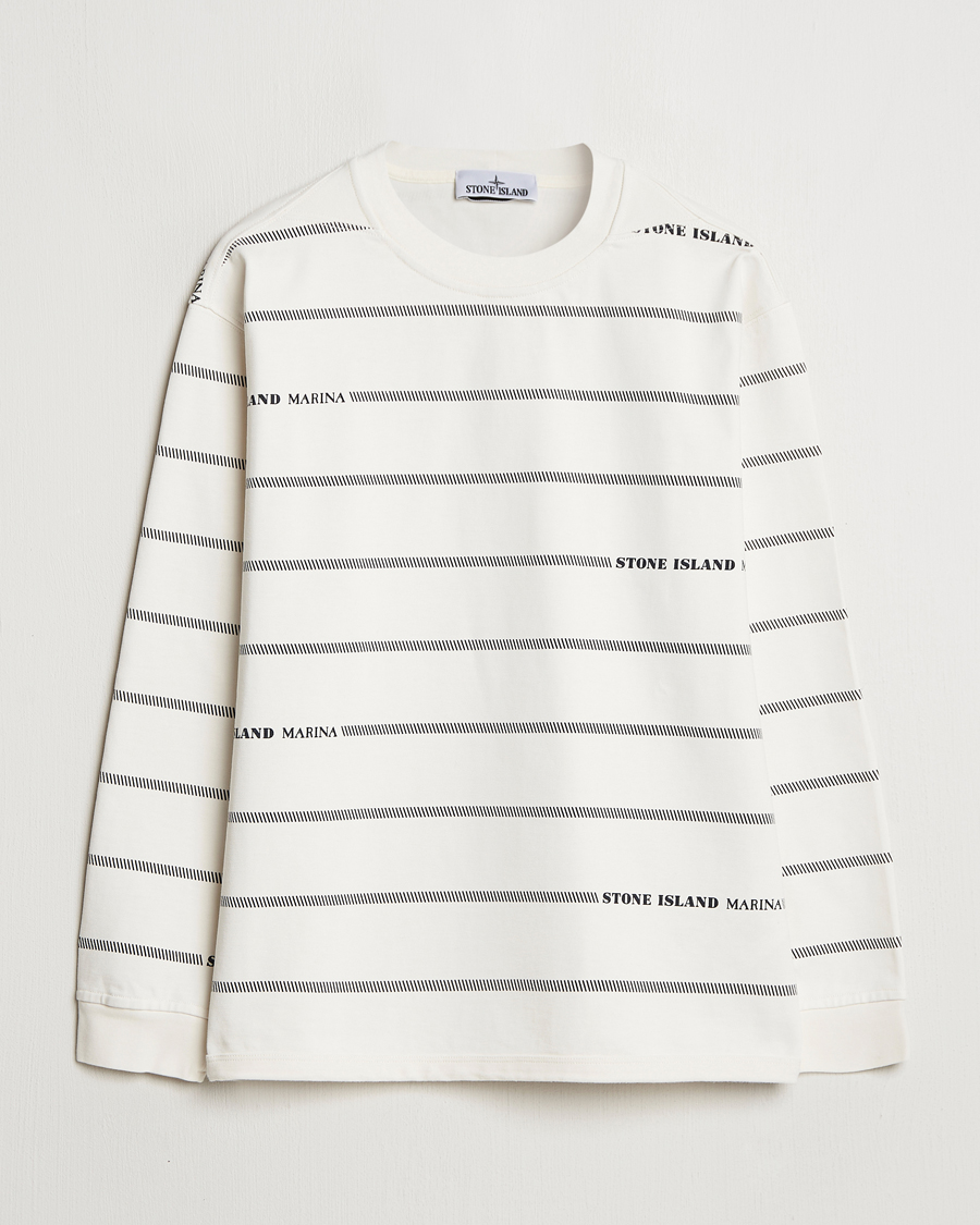 Herren | Pullover | Stone Island | Marina Striped Cotton Sweatshirt Ivory