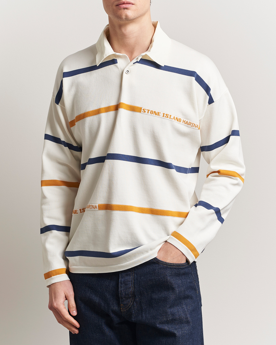 Herren | Pullover | Stone Island | Marina Striped Cotton Rugby Ivory