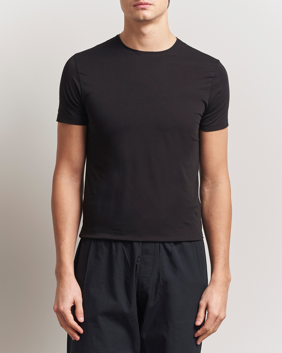 Herren | T-Shirts | Derek Rose | Pima Cotton Crew Neck T-Shirt Black