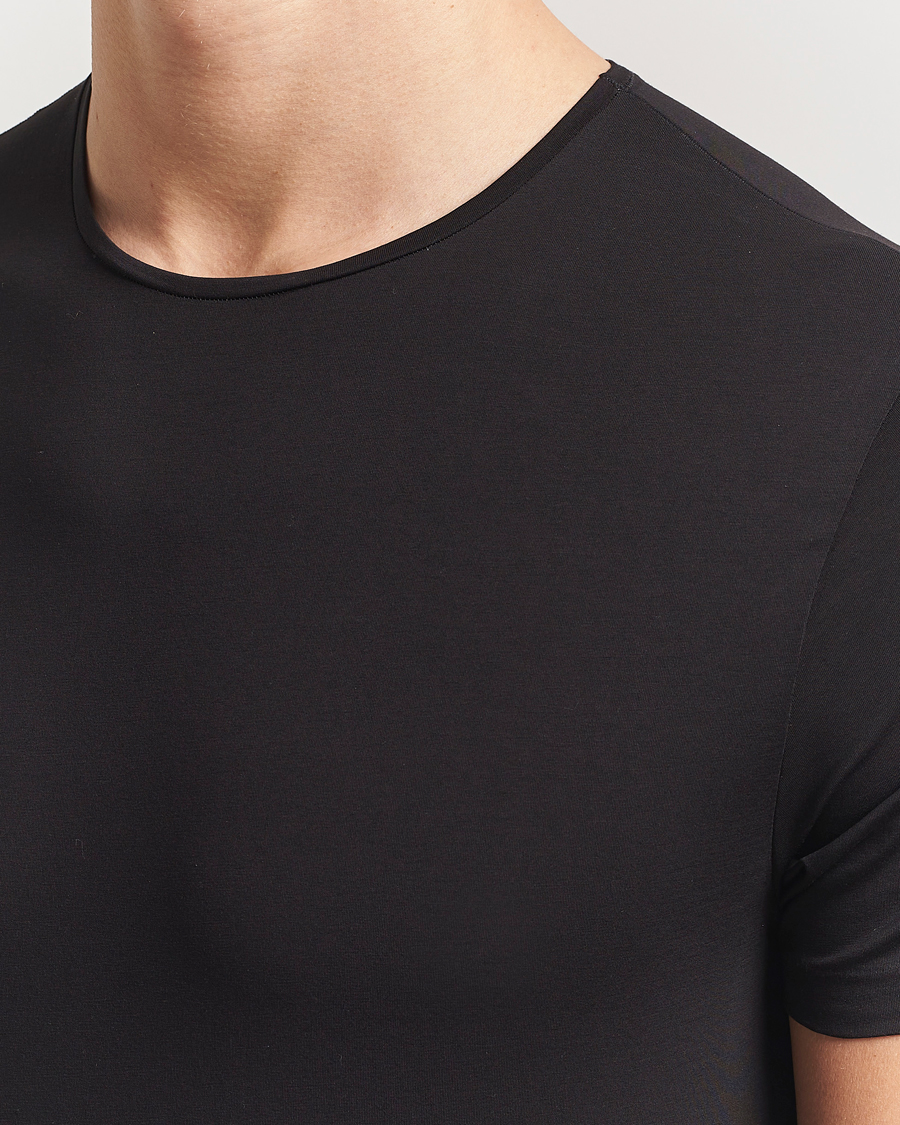 Herren | T-Shirts | Derek Rose | Pima Cotton Crew Neck T-Shirt Black