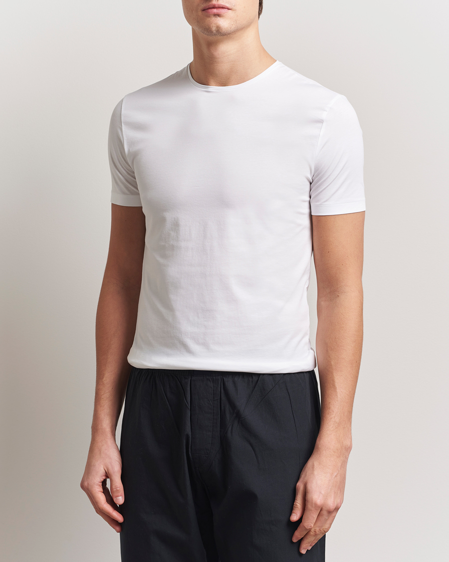 Herren | T-Shirts | Derek Rose | Pima Cotton Crew Neck T-Shirt White