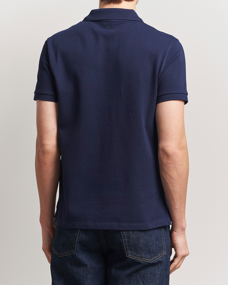 Herren | Poloshirts | AMI | Off White Heart Logo Polo Night Blue
