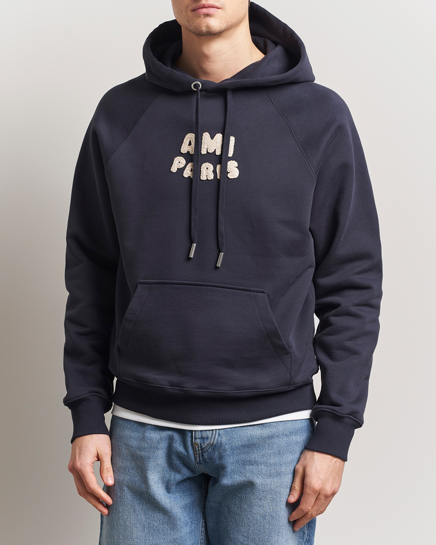 Herren | Pullover | AMI | Paris Logo Hoodie Navy Blue