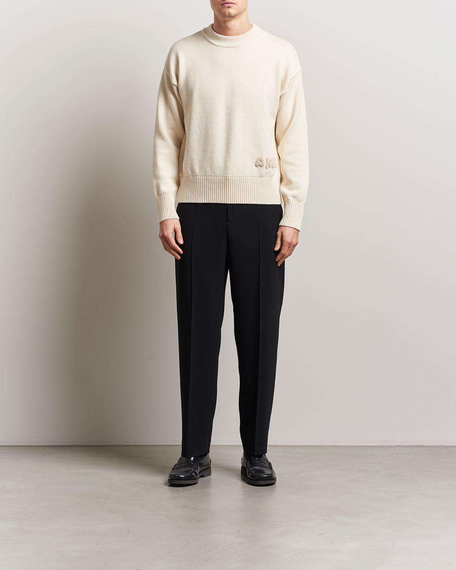 Herren | Pullover | AMI | Embroidered Logo Knitted Sweater White Cream