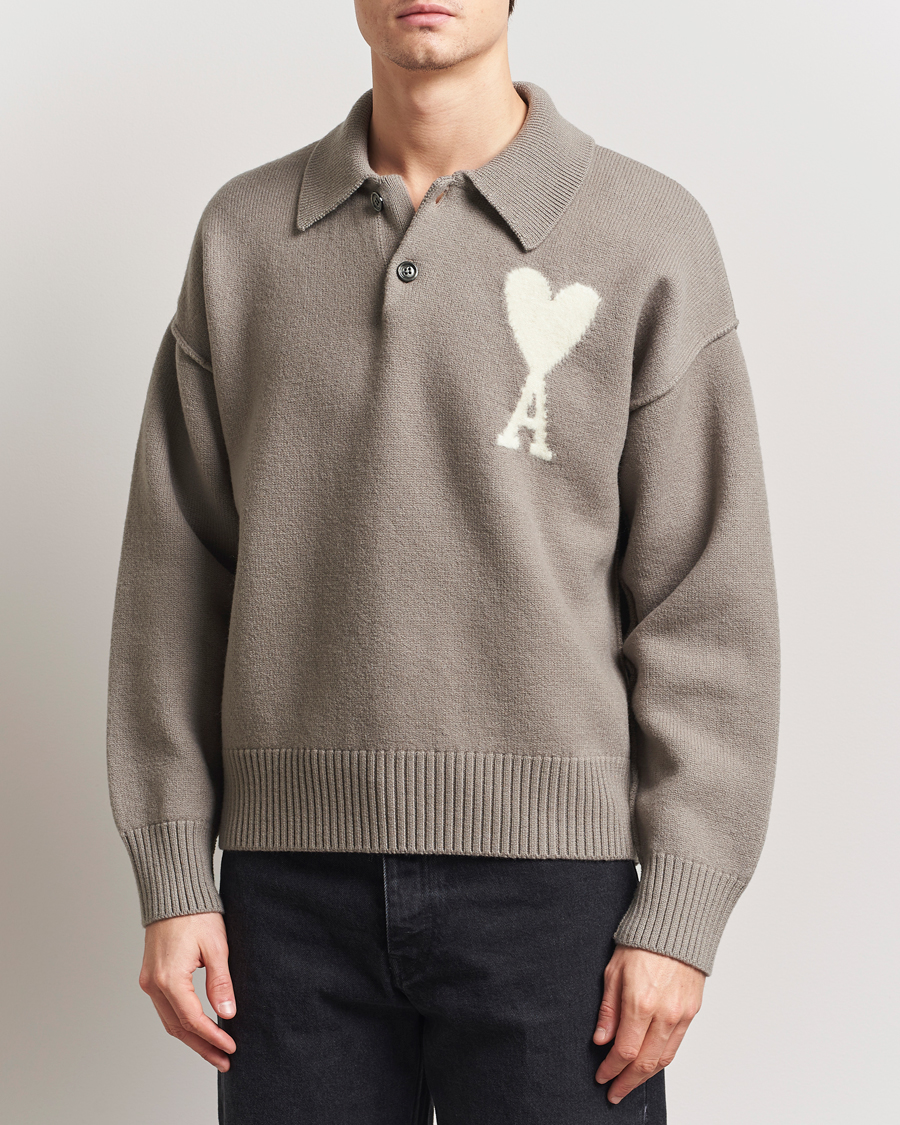 Herren | Pullover | AMI | Big Heart Wool Polo Ash